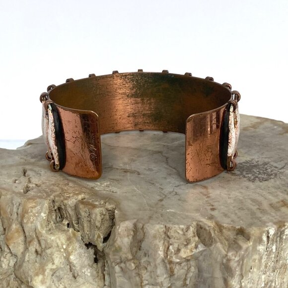 Vintage Matisse-Renoir Copper Anodized “Espana” Wide Cuff Bracelet 6.5" - Picture 5 of 16